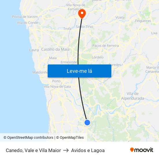 Canedo, Vale e Vila Maior to Avidos e Lagoa map