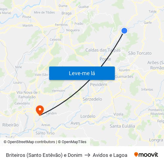 Briteiros (Santo Estêvão) e Donim to Avidos e Lagoa map