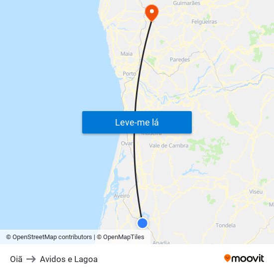 Oiã to Avidos e Lagoa map