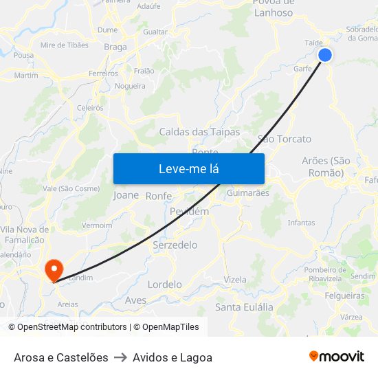 Arosa e Castelões to Avidos e Lagoa map