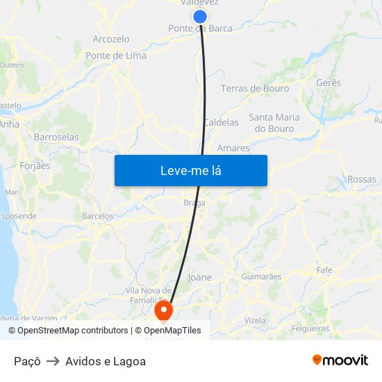 Paçô to Avidos e Lagoa map
