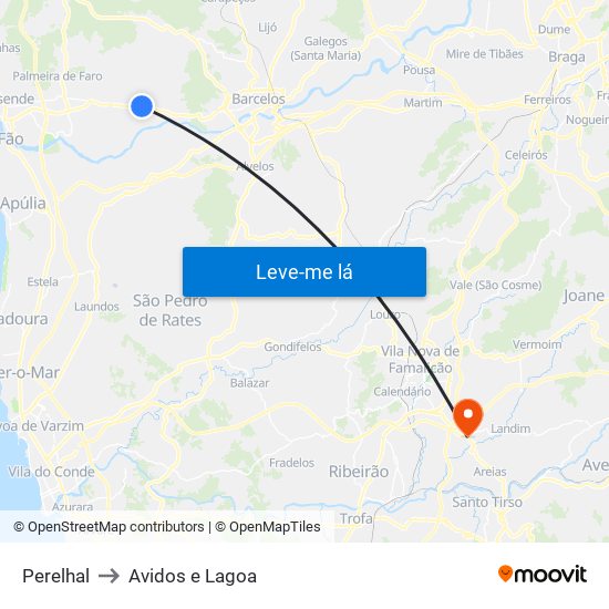 Perelhal to Avidos e Lagoa map