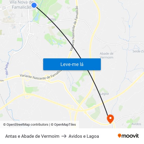 Antas e Abade de Vermoim to Avidos e Lagoa map