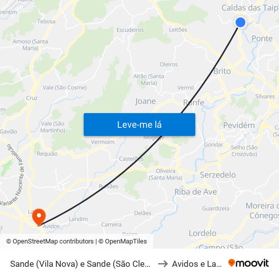 Sande (Vila Nova) e Sande (São Clemente) to Avidos e Lagoa map