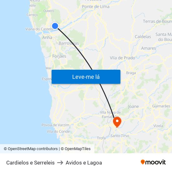 Cardielos e Serreleis to Avidos e Lagoa map