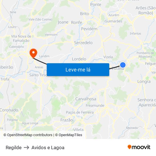 Regilde to Avidos e Lagoa map