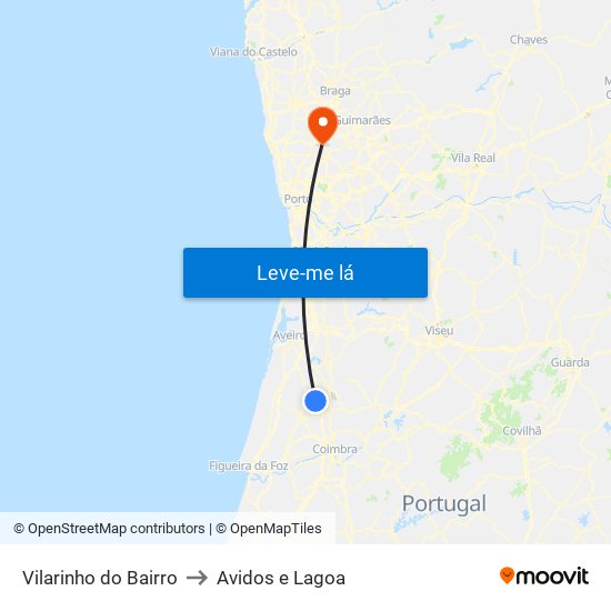 Vilarinho do Bairro to Avidos e Lagoa map