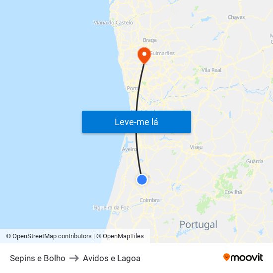 Sepins e Bolho to Avidos e Lagoa map