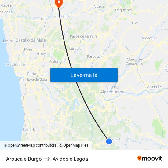 Arouca e Burgo to Avidos e Lagoa map