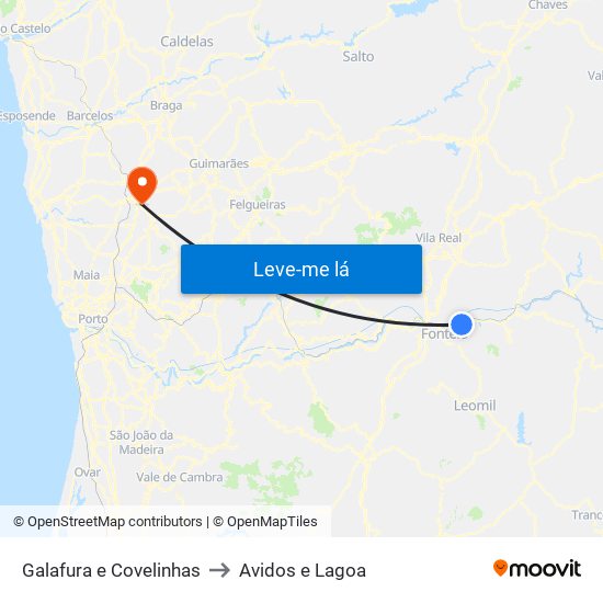 Galafura e Covelinhas to Avidos e Lagoa map