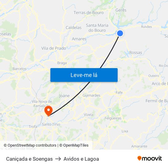 Caniçada e Soengas to Avidos e Lagoa map