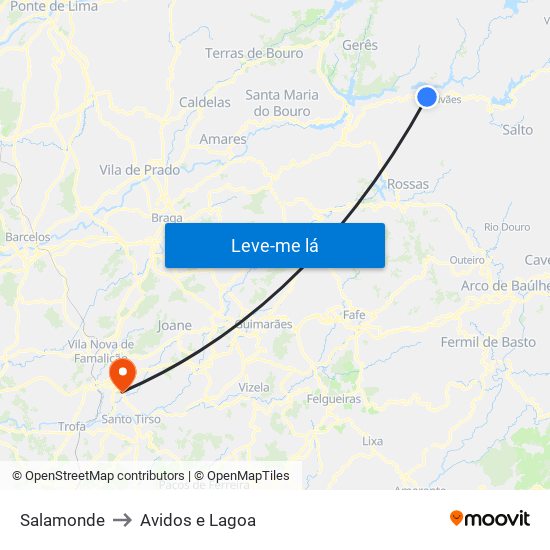 Salamonde to Avidos e Lagoa map