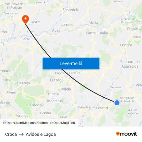 Croca to Avidos e Lagoa map