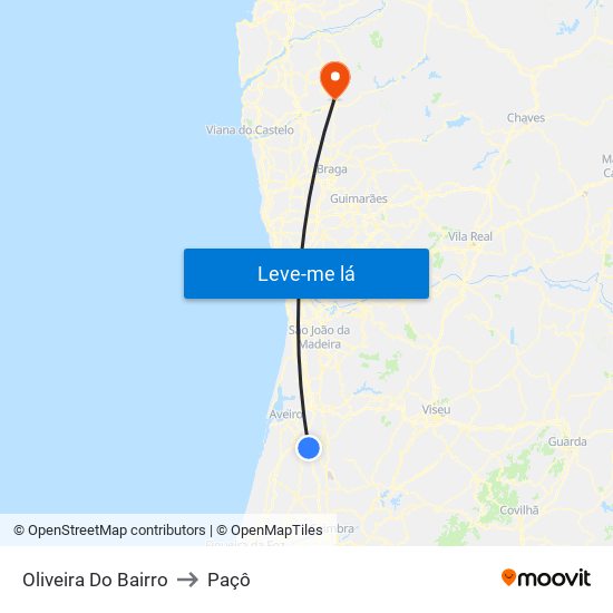 Oliveira Do Bairro to Paçô map