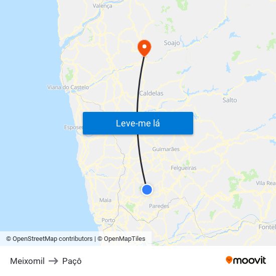 Meixomil to Paçô map