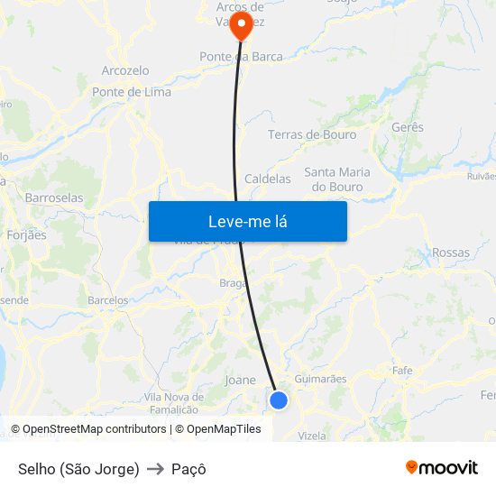 Selho (São Jorge) to Paçô map