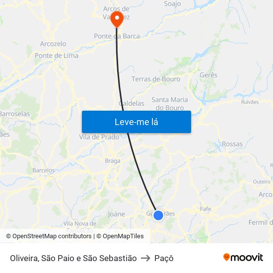 Oliveira, São Paio e São Sebastião to Paçô map