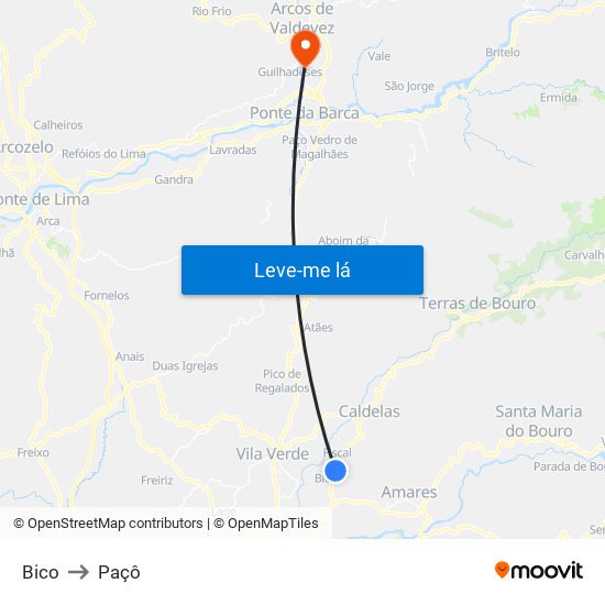 Bico to Paçô map