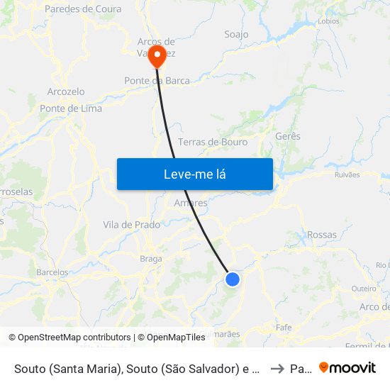 Souto (Santa Maria), Souto (São Salvador) e Gondomar to Paçô map