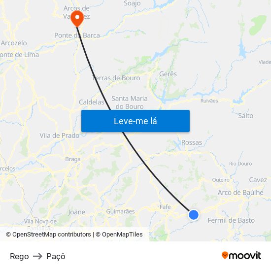 Rego to Paçô map