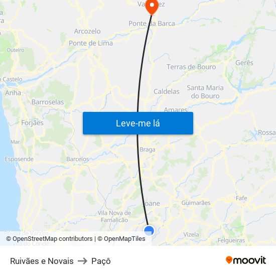 Ruivães e Novais to Paçô map