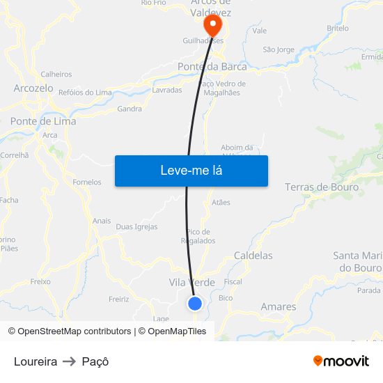 Loureira to Paçô map