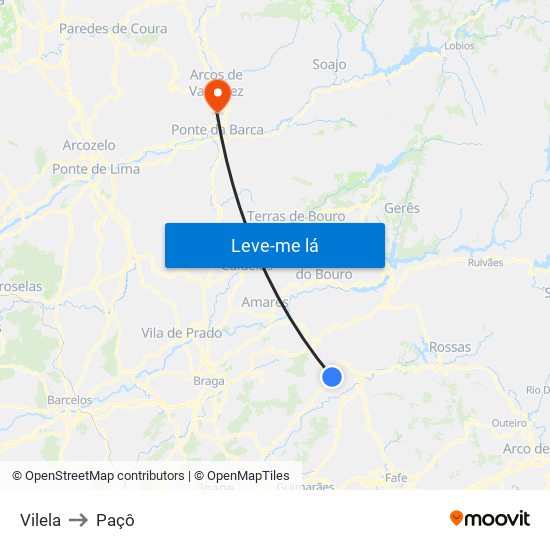 Vilela to Paçô map