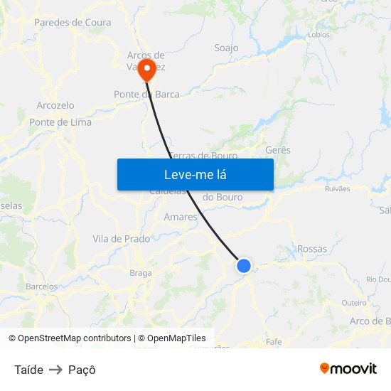 Taíde to Paçô map