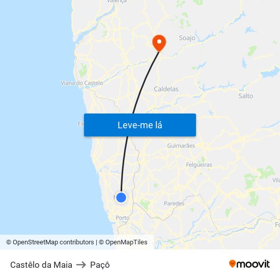 Castêlo da Maia to Paçô map