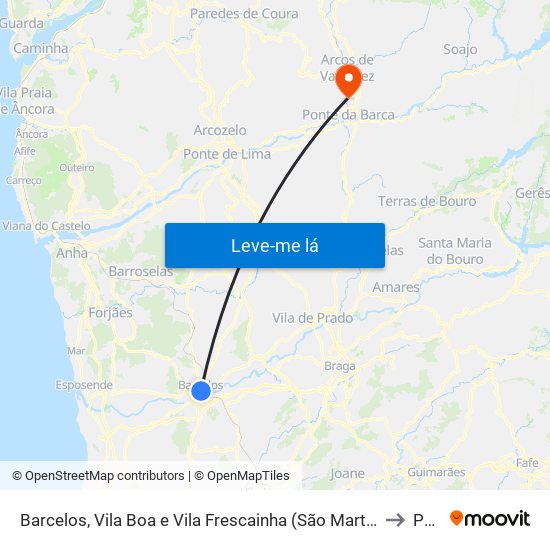 Barcelos, Vila Boa e Vila Frescainha (São Martinho e São Pedro) to Paçô map