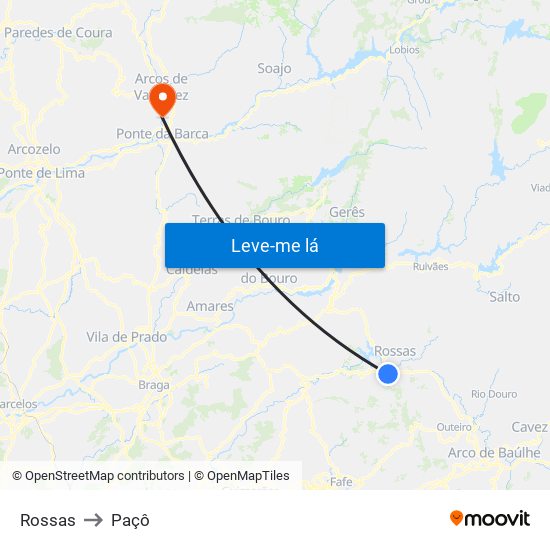 Rossas to Paçô map
