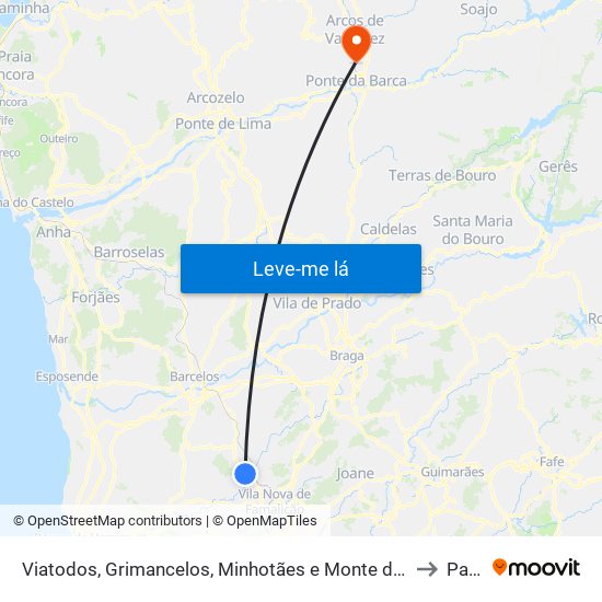 Viatodos, Grimancelos, Minhotães e Monte de Fralães to Paçô map