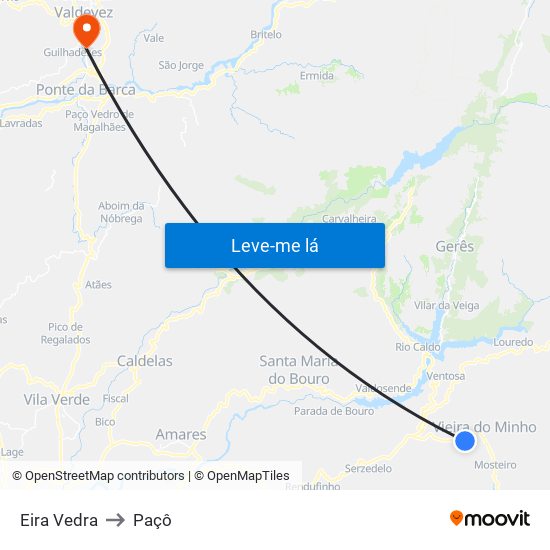 Eira Vedra to Paçô map