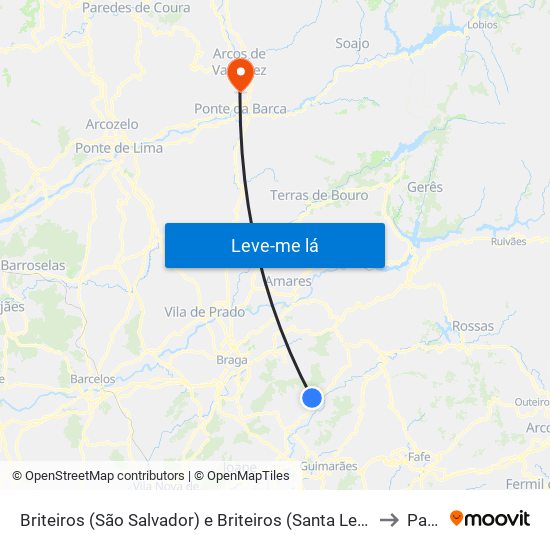 Briteiros (São Salvador) e Briteiros (Santa Leocádia) to Paçô map