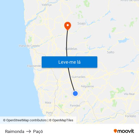 Raimonda to Paçô map