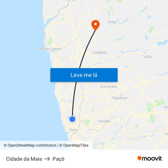 Cidade da Maia to Paçô map