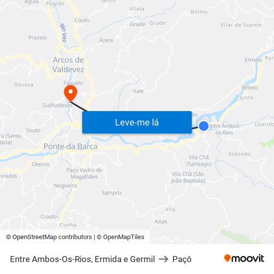 Entre Ambos-Os-Rios, Ermida e Germil to Paçô map