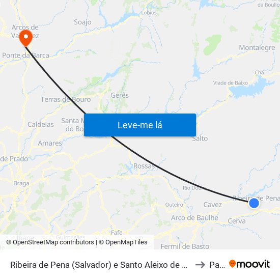 Ribeira de Pena (Salvador) e Santo Aleixo de Além-Tâmega to Paçô map