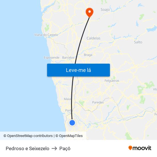 Pedroso e Seixezelo to Paçô map