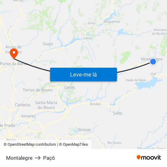 Montalegre to Paçô map