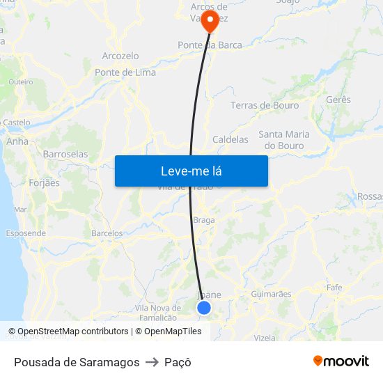 Pousada de Saramagos to Paçô map