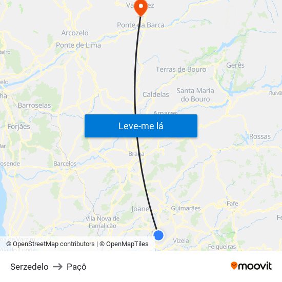 Serzedelo to Paçô map