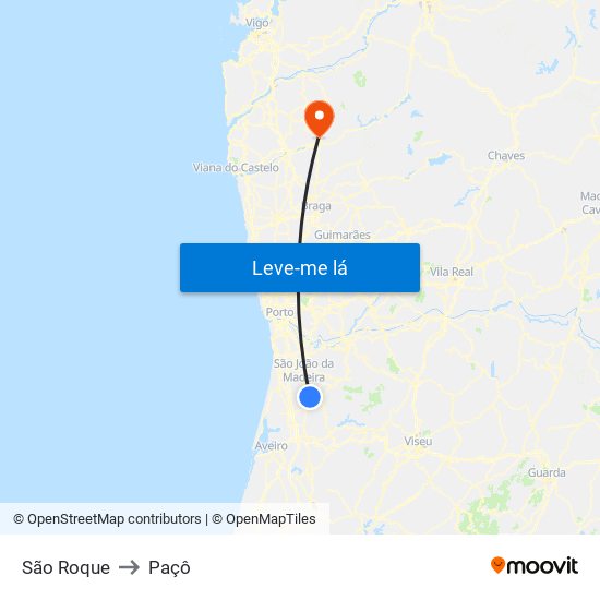 São Roque to Paçô map