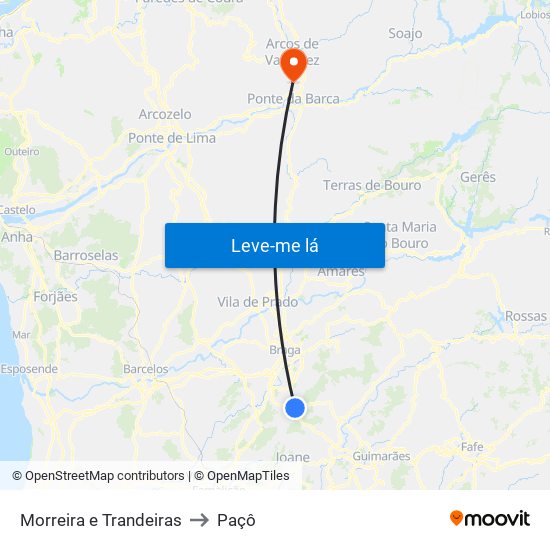 Morreira e Trandeiras to Paçô map