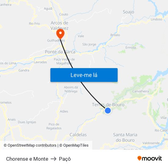 Chorense e Monte to Paçô map