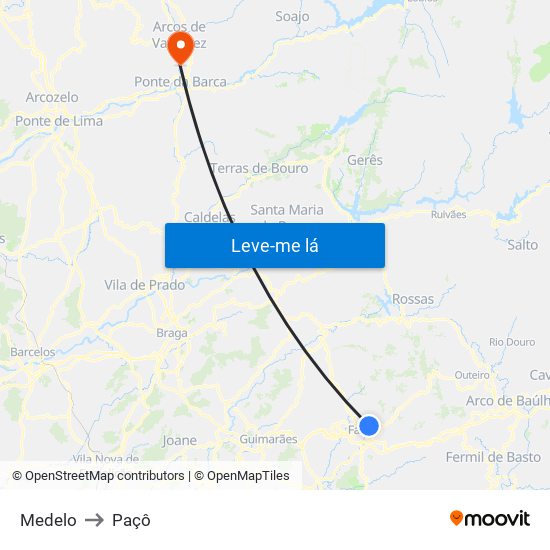 Medelo to Paçô map