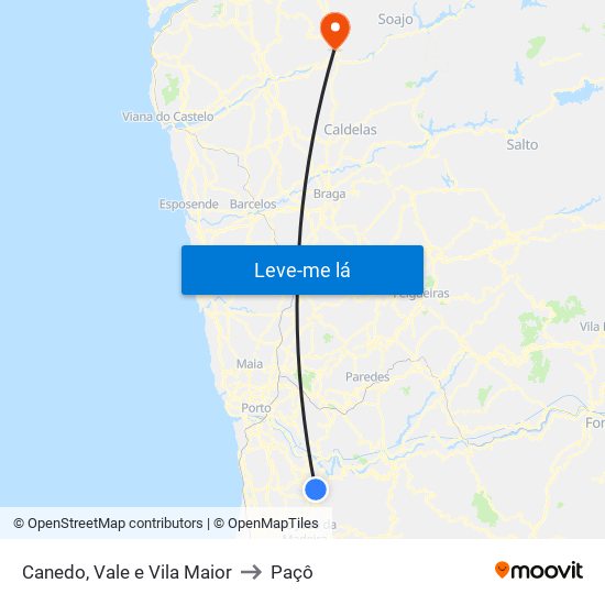 Canedo, Vale e Vila Maior to Paçô map