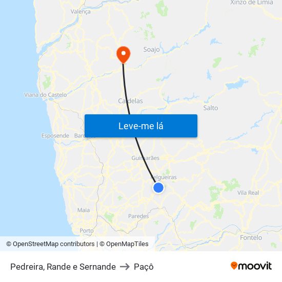 Pedreira, Rande e Sernande to Paçô map