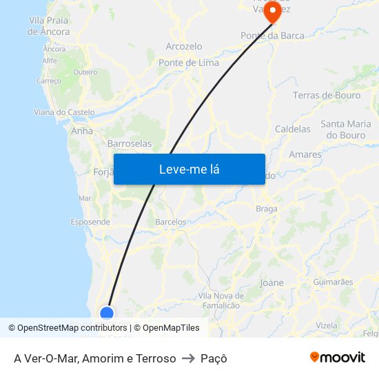 A Ver-O-Mar, Amorim e Terroso to Paçô map