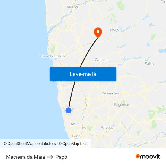 Macieira da Maia to Paçô map